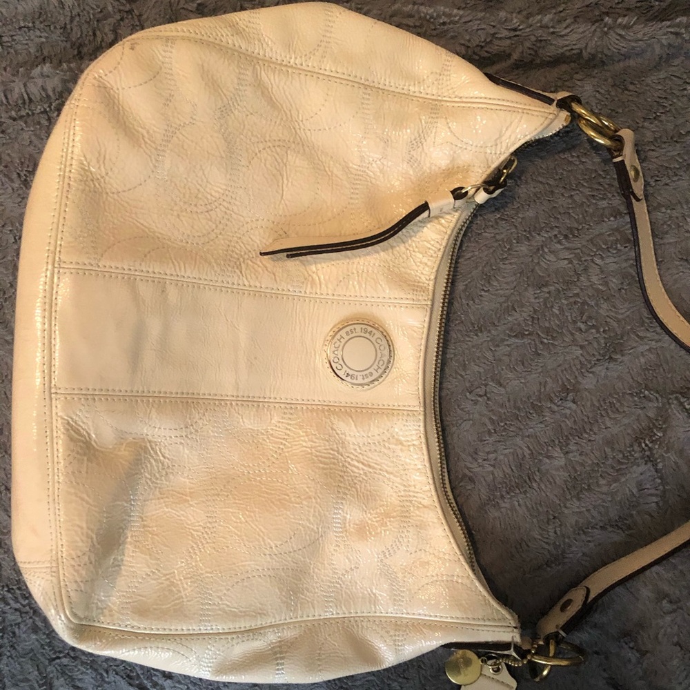 Coach Patent Leather Embroidered Handbag